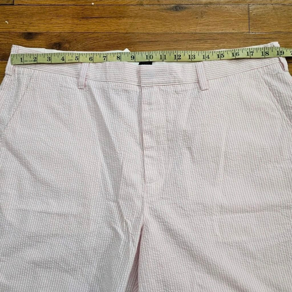 J.Crew Mens Flat Front Shorts Waist 38 White Pink Seersucker - Picture 3 of 5